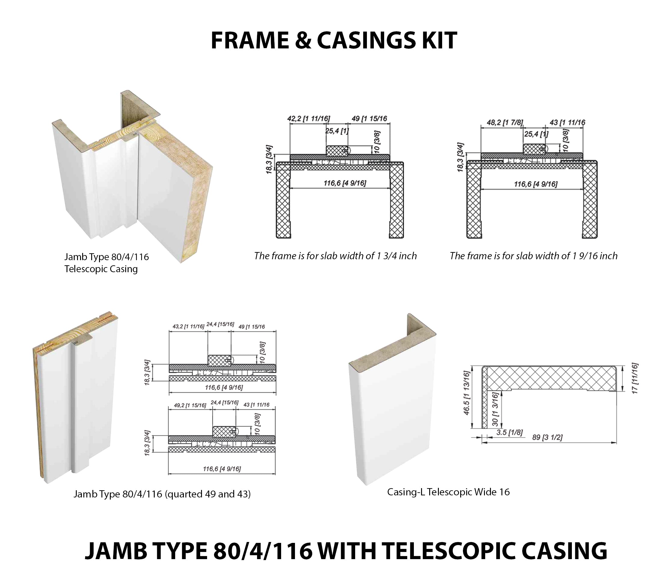 RTA FRAME AND CASINGS KIT (Bianco Noble / Gray Oak / Shambor / Snow white)